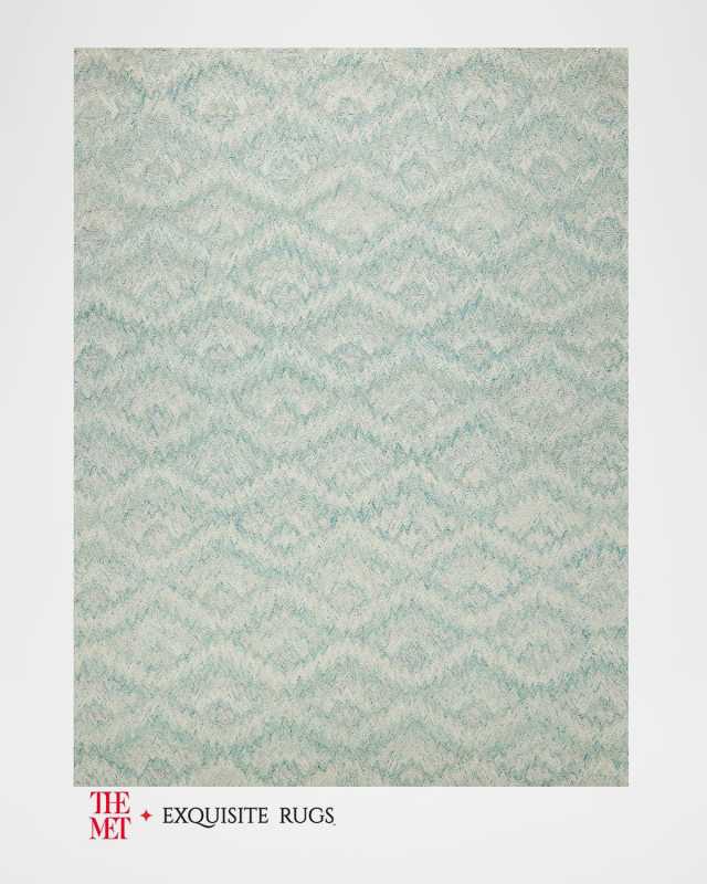 Bargello Hand-Tufted Turquoise Rug, 8' x 10'